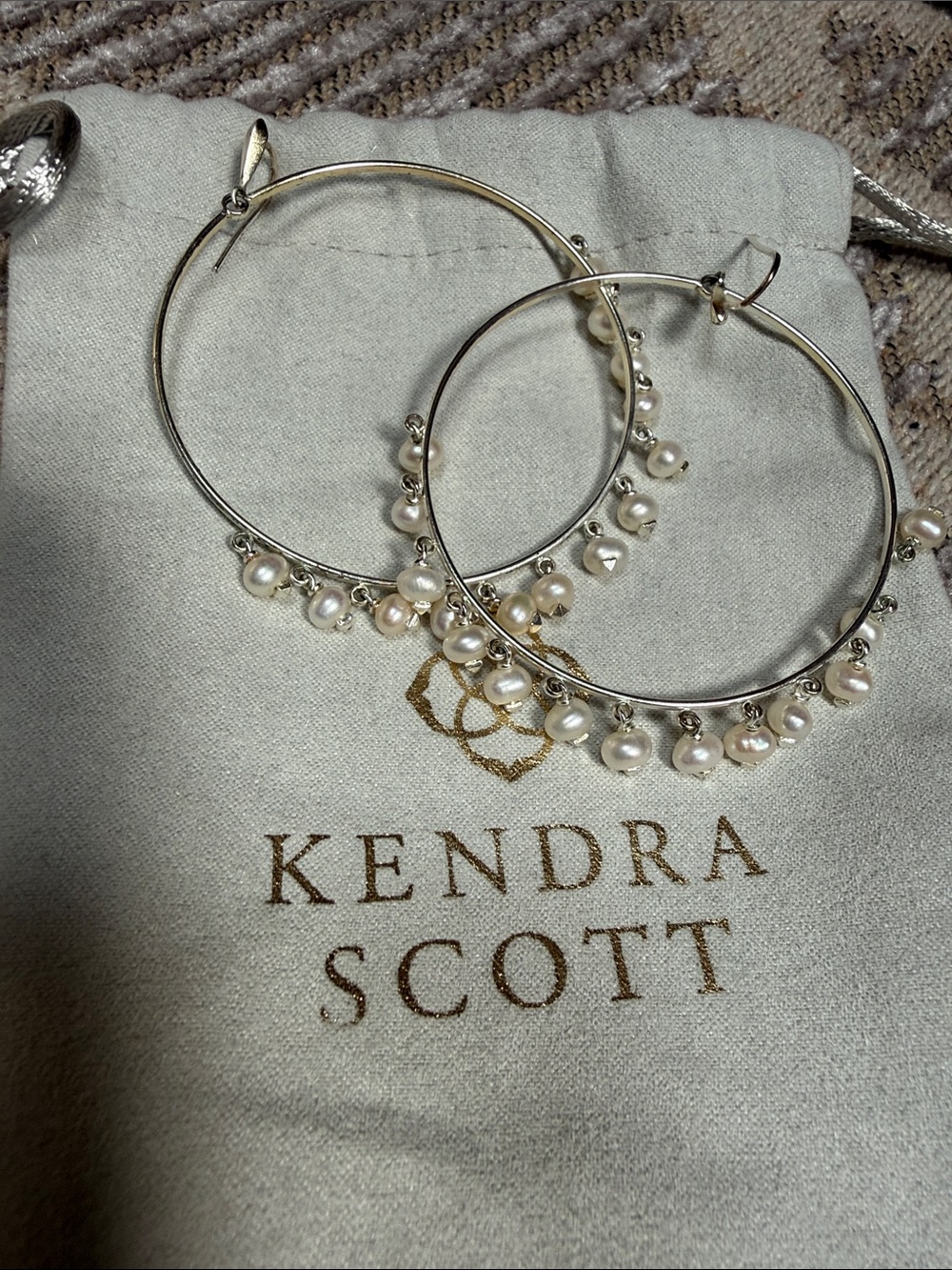 Kendra Scott Hilty Silver Hoop Earrings with Pearl Drops